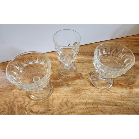 Arcoroc Arctic Goblets Mixed Set of 3 Glasses Wine Goblet Footed Cups France - Picture 6 of 14